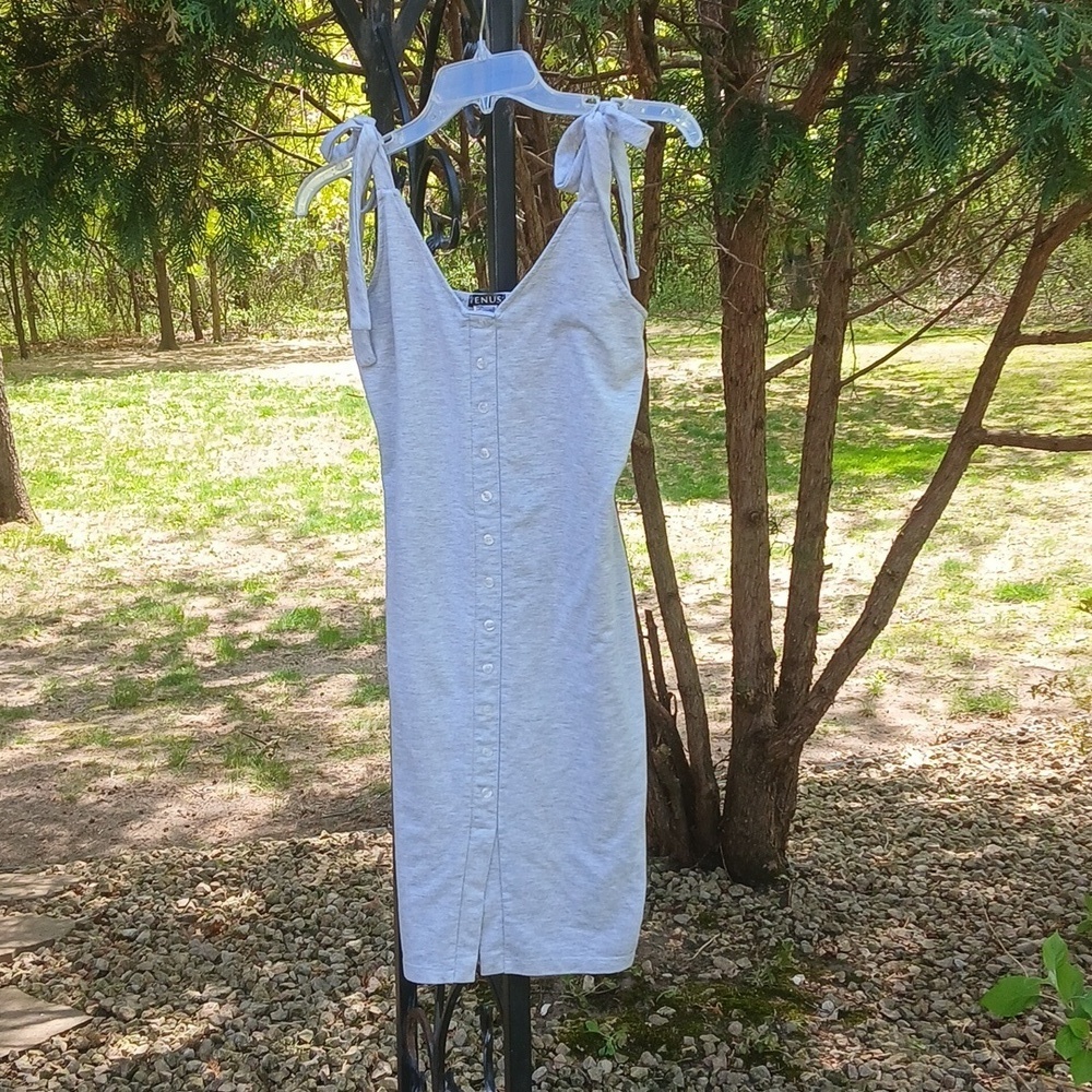 VENUS Gray Sleeveless Tie-Shoulder Dress SZ MEDIUM